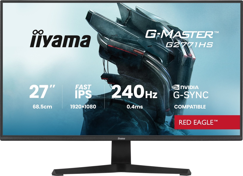 iiyama 27" LED - G-Master G2771HS-B1 Red Eagle Ecran PC Full HD 1080p - 1920 x 1080 pixels - 0.4 ms (MPRT) - Format 16/9 - Dalle Fast IPS - 240 Hz - Adaptive Sync / G-SYNC Compatible - HDMI/DisplayPort - Noir