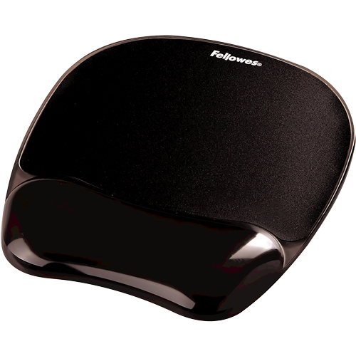 Fellowes - Crystal Gel Mouse Pad/Wrist Rest Combo, Non-Skid Base - Black