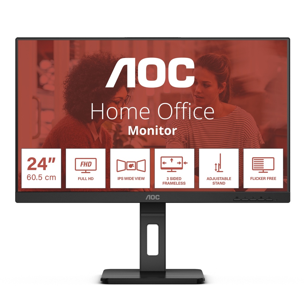 AOC 24E3QAF 24" Class Full HD LED Monitor - 16:9 - Black - 23.8" Viewable - in-plane Switching (IPS) Technology - WLED Backlight - 1920 X 1080 - 4 Ms