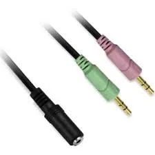 Adaptateur 2x Jack 3"1/2 M vers Jack 3"1/2 F 4 pôles (casque + micro) 20cm (Noir) - D2 Diffusion