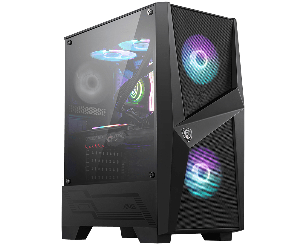Boîtier MSI MAG PANO 100R PZ Noir - Moyen Tour avec panneaux en verre trempé et ventilateurs ARGB