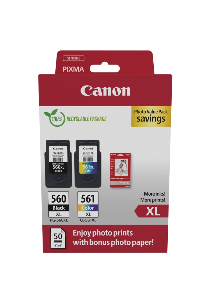 Canon PG-560XL / CL-561XL Multipack - Pack de 2 - noir, couleur (cyan, magenta, jaune) - cartouche original