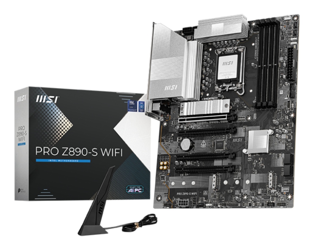 Carte mère ATX MSI PRO Z890-S WIFI  Socket 1851 Intel Z890 Express - 4x DDR5 - M.2 PCIe 5.0 - Thunderbolt 4 - PCI-Express 5.0 16x - LAN 2.5 GbE - Wi-Fi 7/Bluetooth 5.4