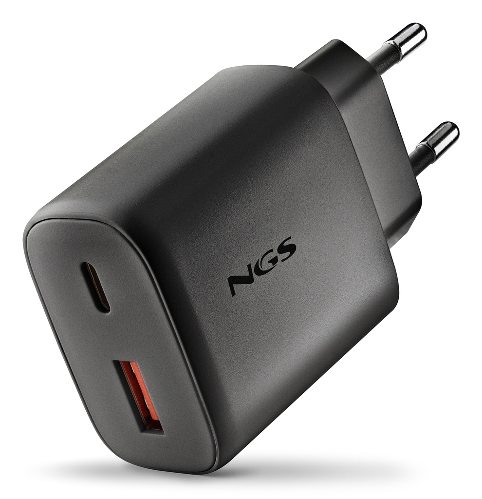 Chargeur secteur NGS Era 1x USB-C + 1x USB-A 45W (Noir) -