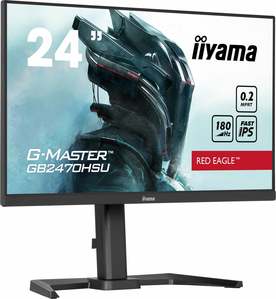 [MO24IIY2470GB] Ecran IIYAMA 23.8'' 0.2ms G-Master GB2470HSU-B6 Red eagle Fast IPS 1920x1080 300cd/m² 180Hz HDMI DisplayPort 4xUSB HUB 3.2 HPs 15cm pied réglable hauteur + Pivot
