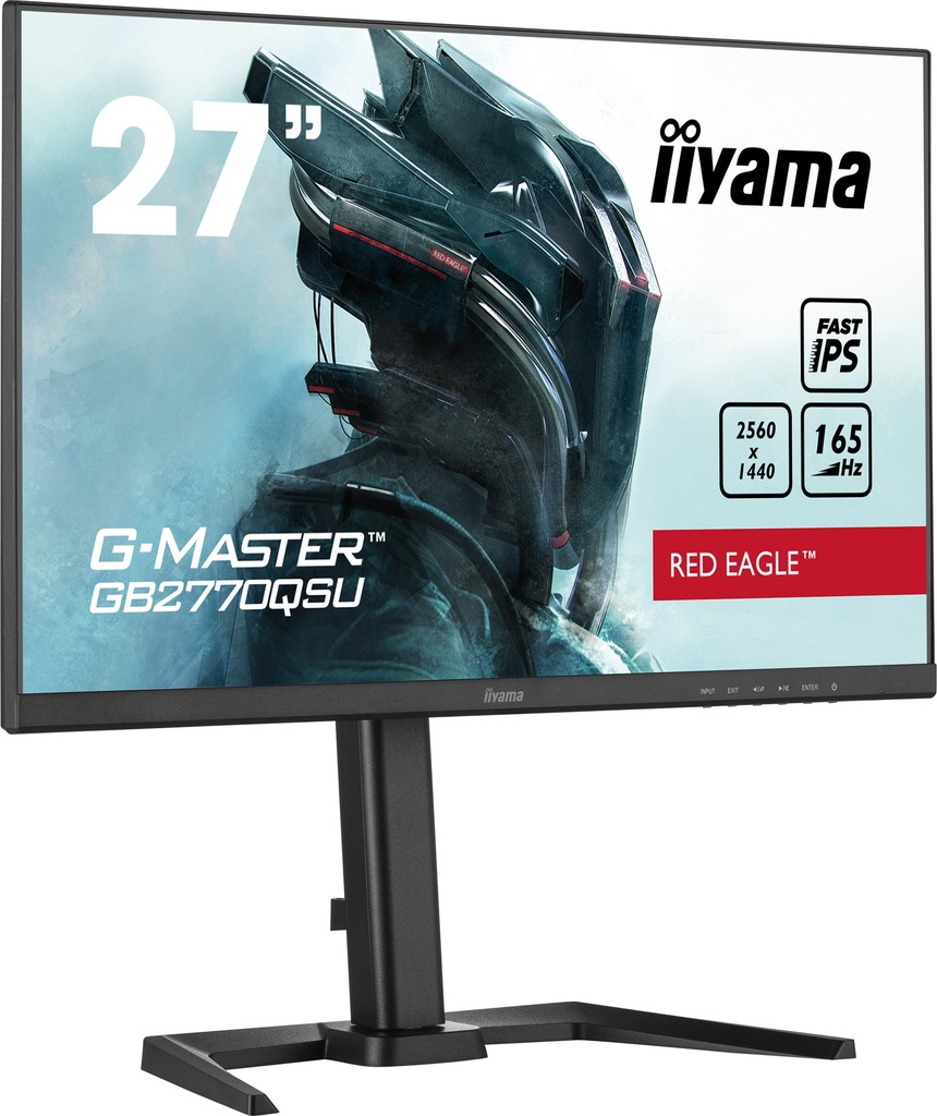 Ecran IIYAMA 27'' 0.5ms G-Master GB2770QSU-B5 Red eagle 16:9 IPS 2560x1440 400 cd/m² 165Hz 1xHDMI 1xDisplayPort 2xUSB HPs pied en réglable hauteur 15cm Pivot