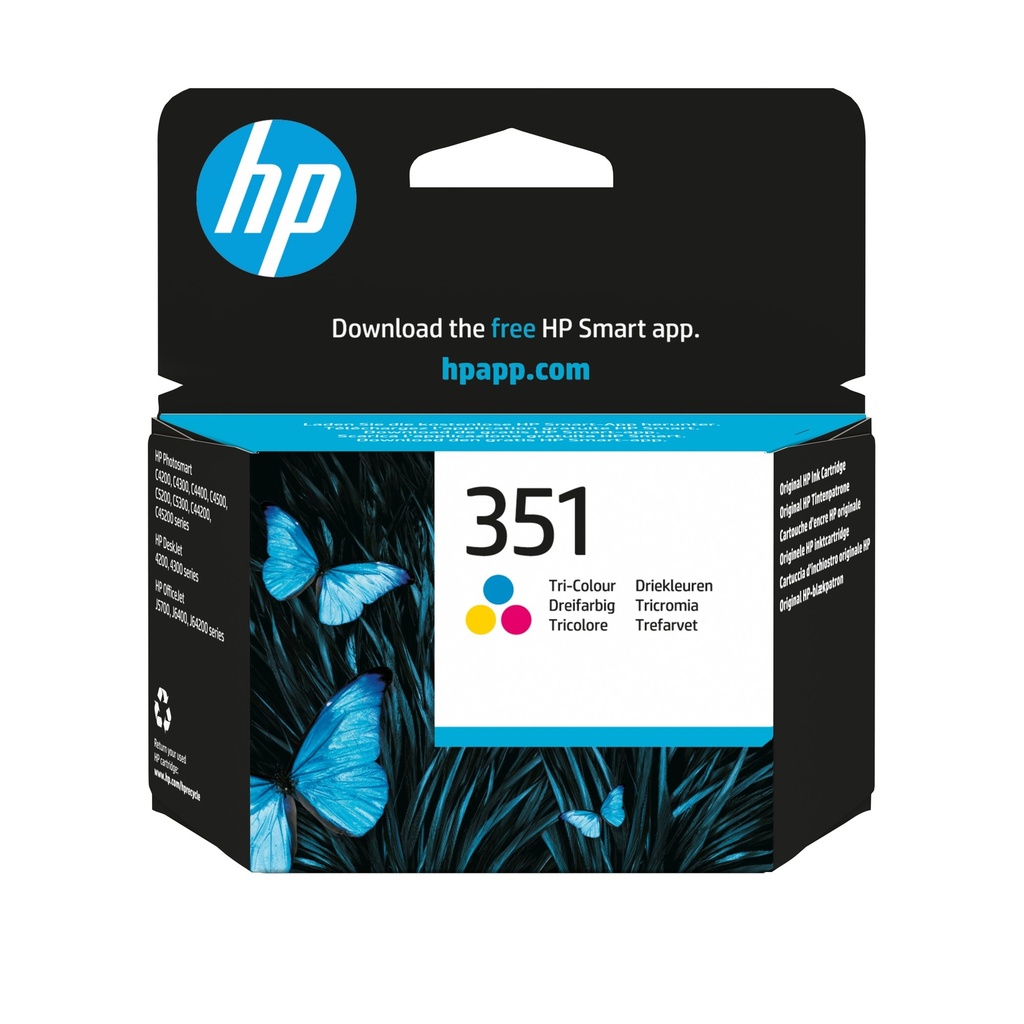 HP 351 Tri-Colour Original Ink Cartridge with Vivera Ink