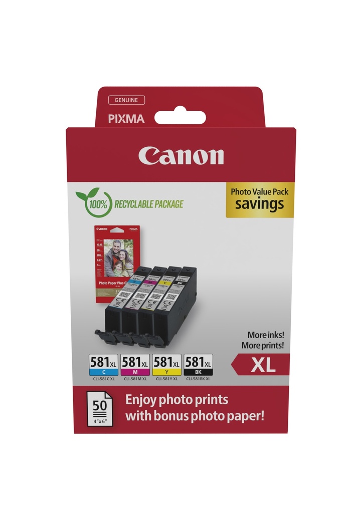 Canon 2052C006 Ink Cartridge 4 Pc(s) Original High (XL) Yield Black Cyan Magenta Yellow