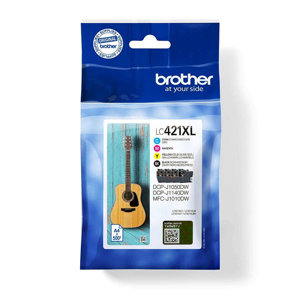 [CARTBROLC421XLVAL] Brother LC421XL - Pack de 4 - XL - noir, jaune, cyan, magenta - original - cartouche d'encre - pour Brother DCP-J1140DW, MFC-J1010DW, MFC-J1012DW