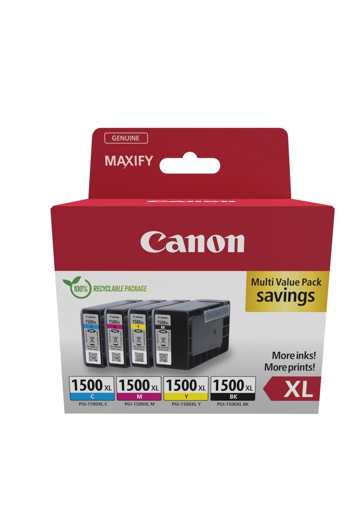 Canon PGI-1500XL BKCMY Original Multipack Ink Cartridges (9182B010)