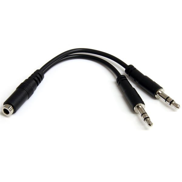 [ADJ35JJM35] Adaptateur Startech jack 3,5 mm 4 broches F vers 2 x Jack 3,5 mm 3 broches M